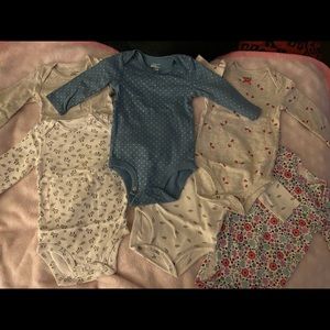 Set of 6 baby girl long sleeve onesies